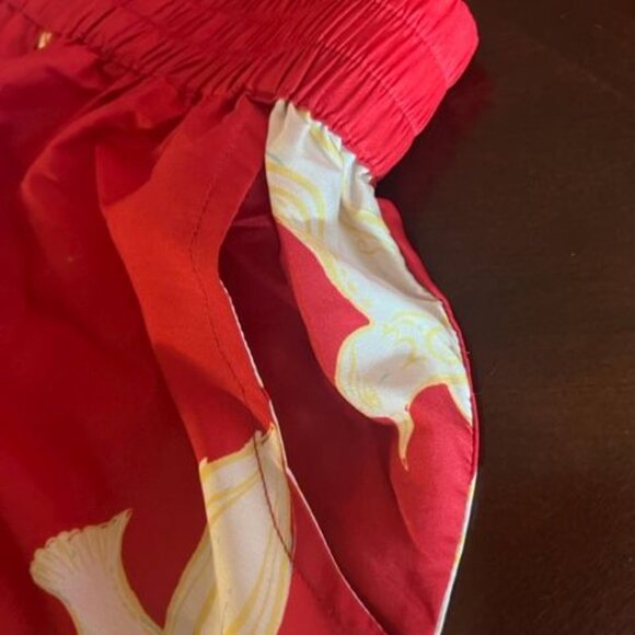 Modaposa Natasha Pants W/ White Bird Print Elastic Waist Pockets Women wide leg - Picture 4 of 5